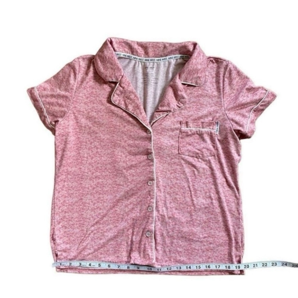 Nine West Sleepwear Pink & White Trim Button Down Short Sleeve Top Sz Large - Picture 10 of 10
